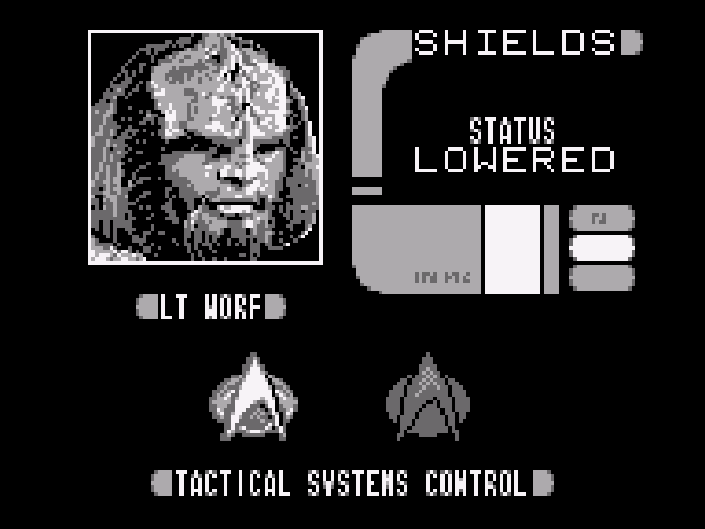 Worf in Star Trek The Next Generation game.  Tactical controls.