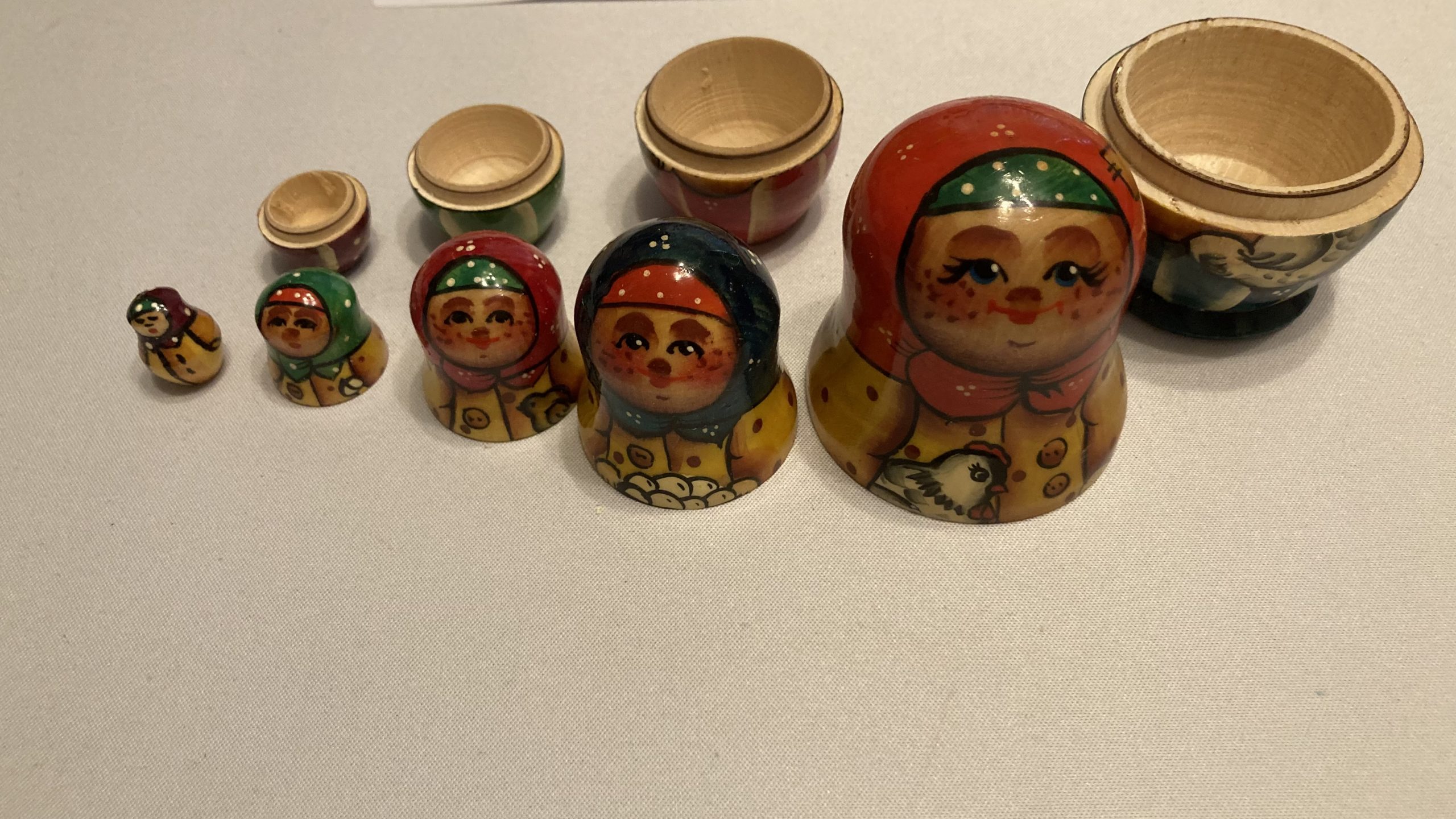 Karen's donation item - a set of Matryoshka dolls.