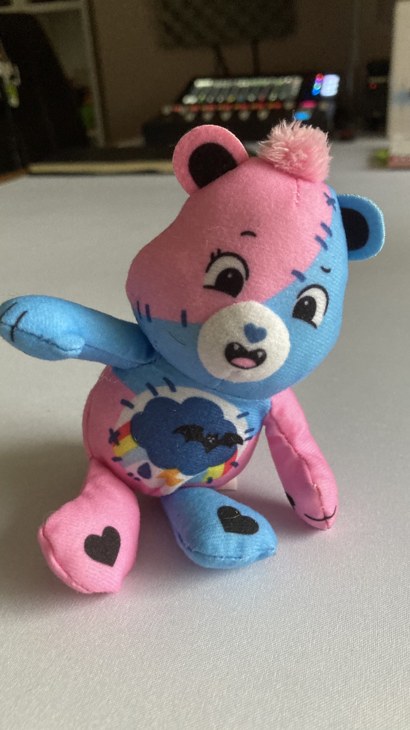 Adam's tat - Cheer+Grumpy bear, originally from a 2025 halloween McDonald's Happy Meal