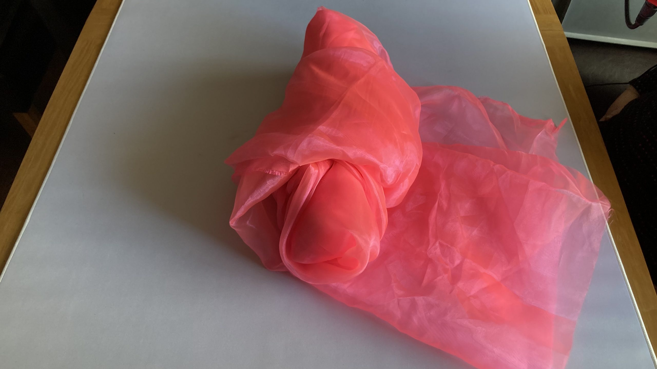 Karen's donation item - a length of hot pink Tulle