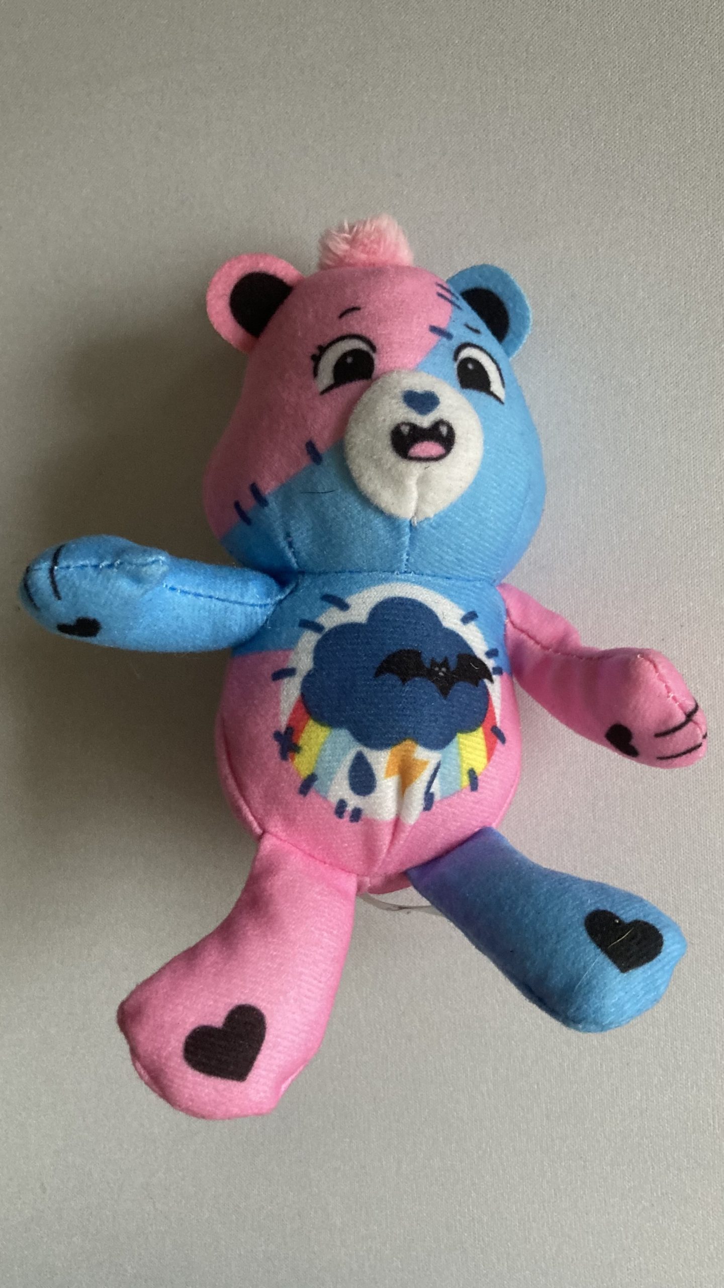 Adam's tat - Cheer+Grumpy bear, originally from a 2025 halloween McDonald's Happy Meal