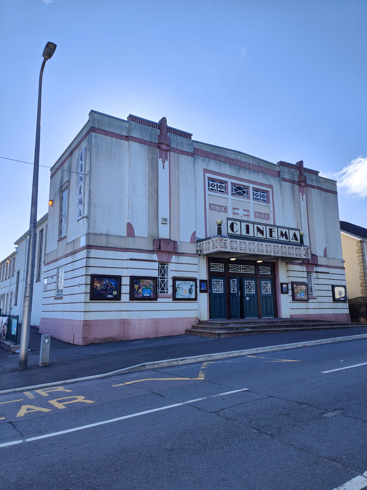 Outside 'Cross Hands Hall and Cinema' - Photo by Karen