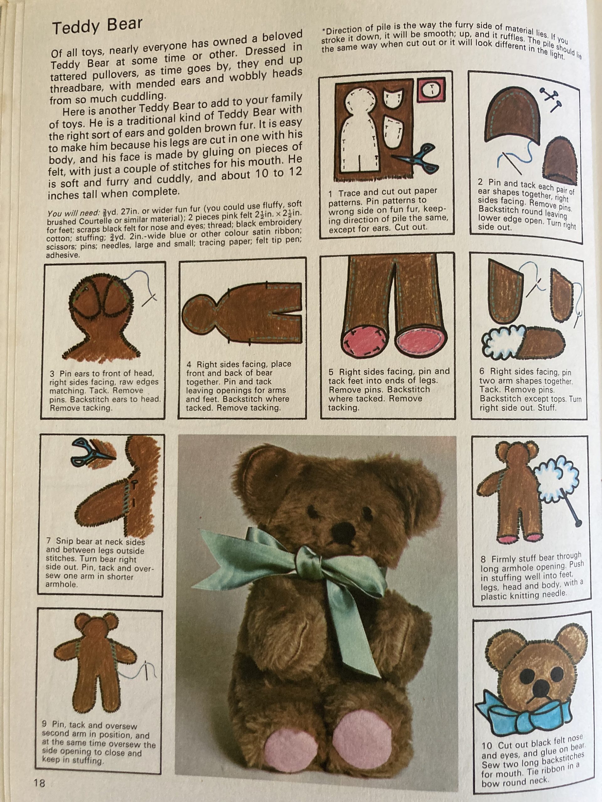 instructions for making a Teddy Bear in Karen's Bibliotat - 'My Fun To Sew' by Janet Barber